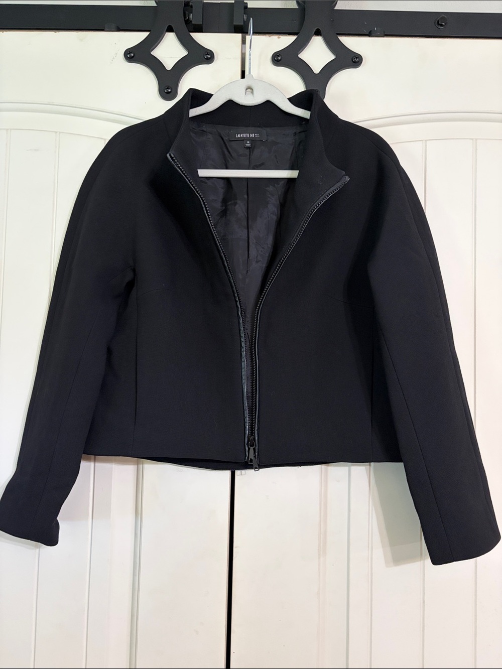 Lafayette 148 New York Black Zip-Front Women's Blazer Jacket Size 10
